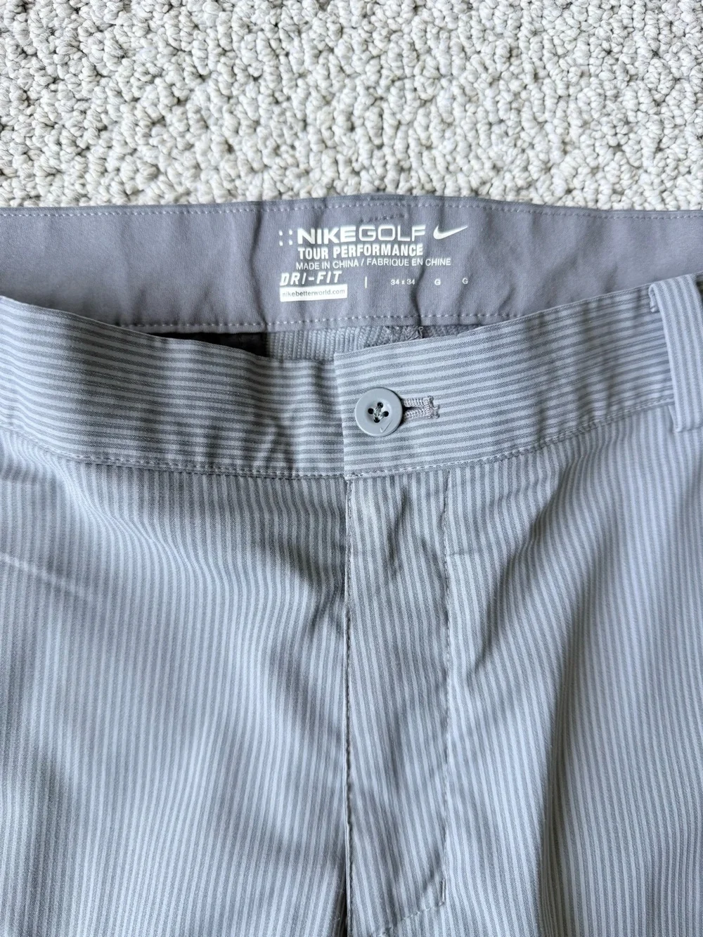 Nike Gray Striped Dri-FIT Golf Pants 34/34 - Picture 3 of 4